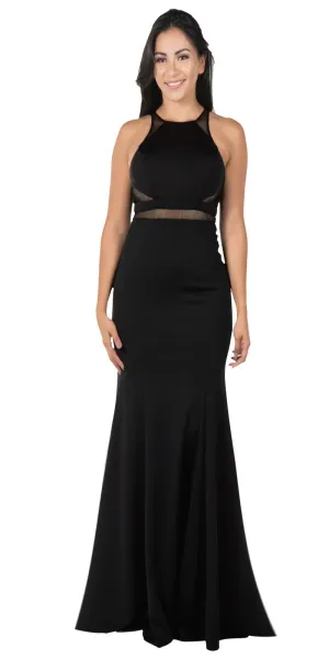 Poly USA 8054 Mermaid Dress with Sheer Cut-Outs