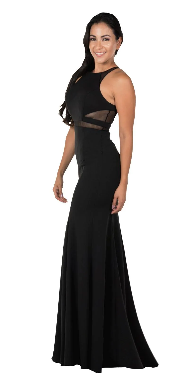 Poly USA 8054 Mermaid Dress with Sheer Cut-Outs