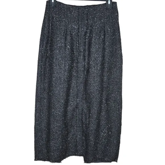Pomander Place Skirt Womens Medium Black Shimmer Tweed Laurelle Midi Pencil