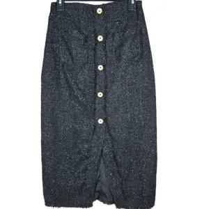 Pomander Place Skirt Womens Medium Black Shimmer Tweed Laurelle Midi Pencil