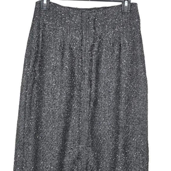Pomander Place Skirt Womens Small Black Shimmer Tweed Laurelle Midi Pencil