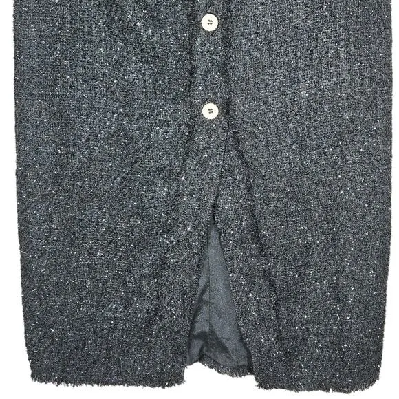 Pomander Place Skirt Womens Small Black Shimmer Tweed Laurelle Midi Pencil