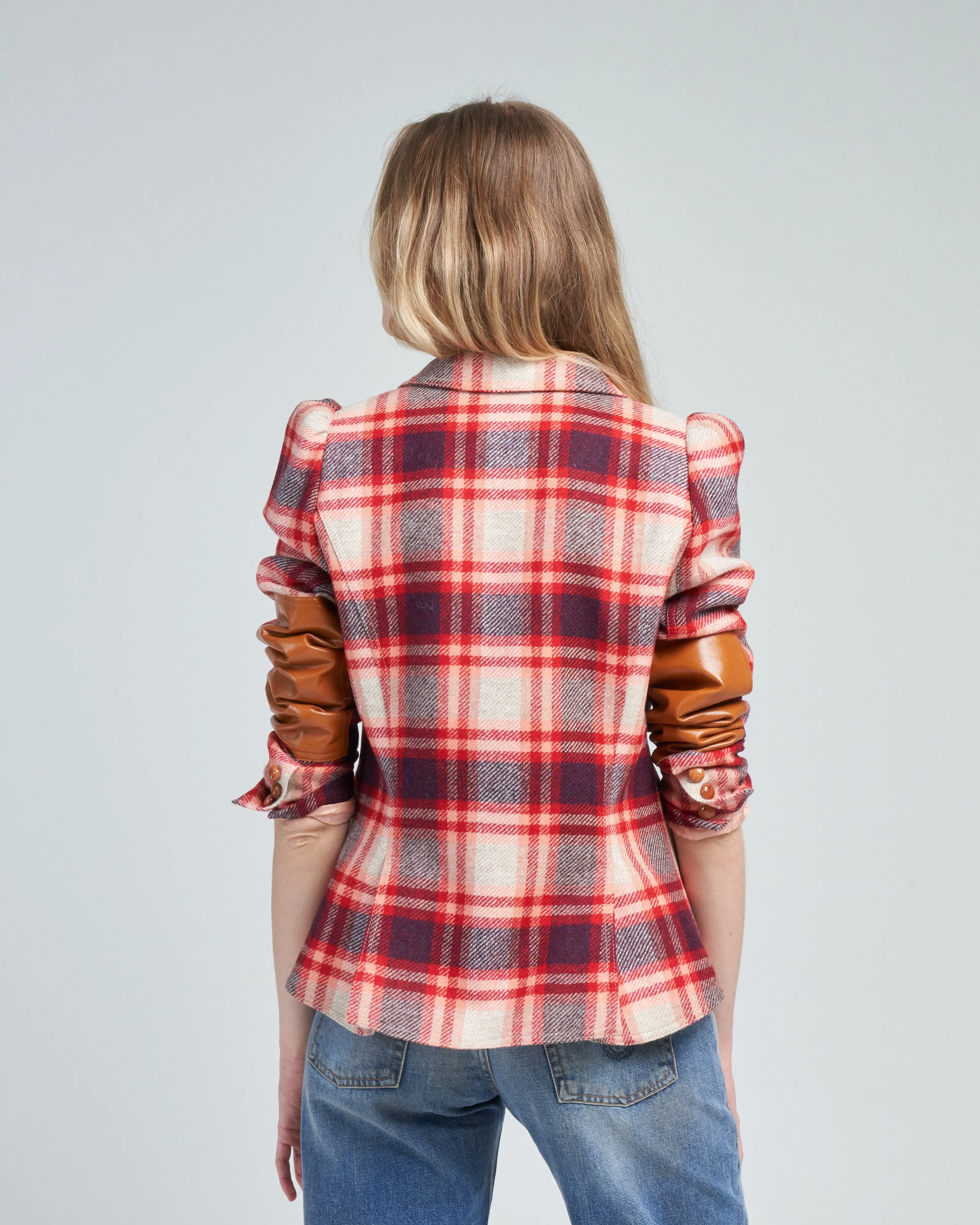 pouf sleeve one button blazer