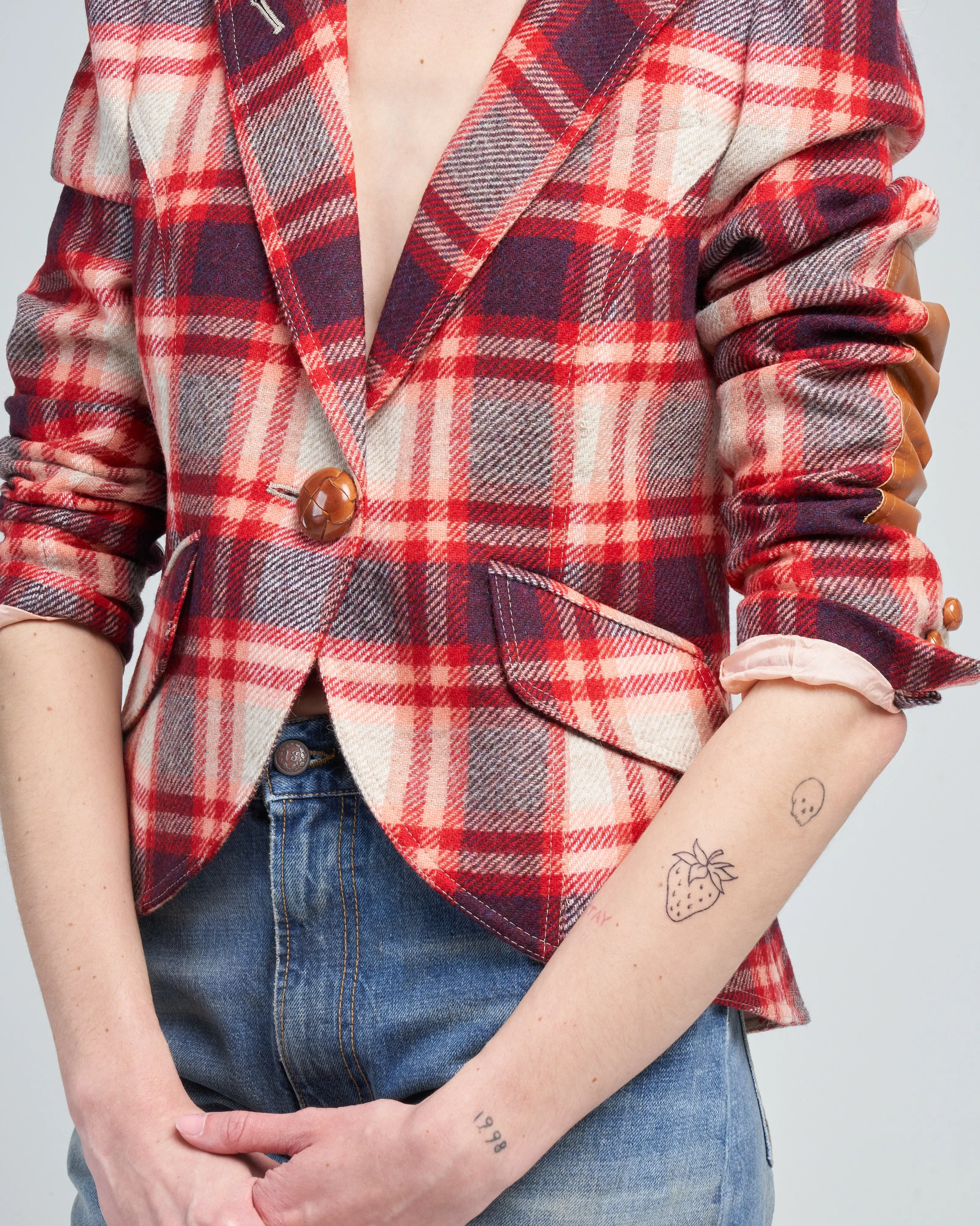 pouf sleeve one button blazer