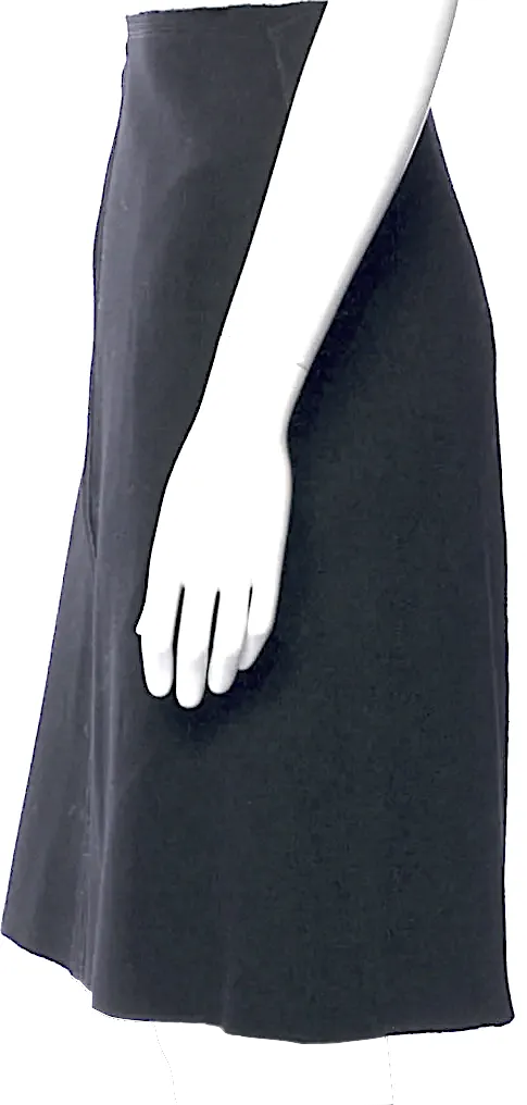 Prada Italy. Black Virgin Wool Knee-Length Skirt