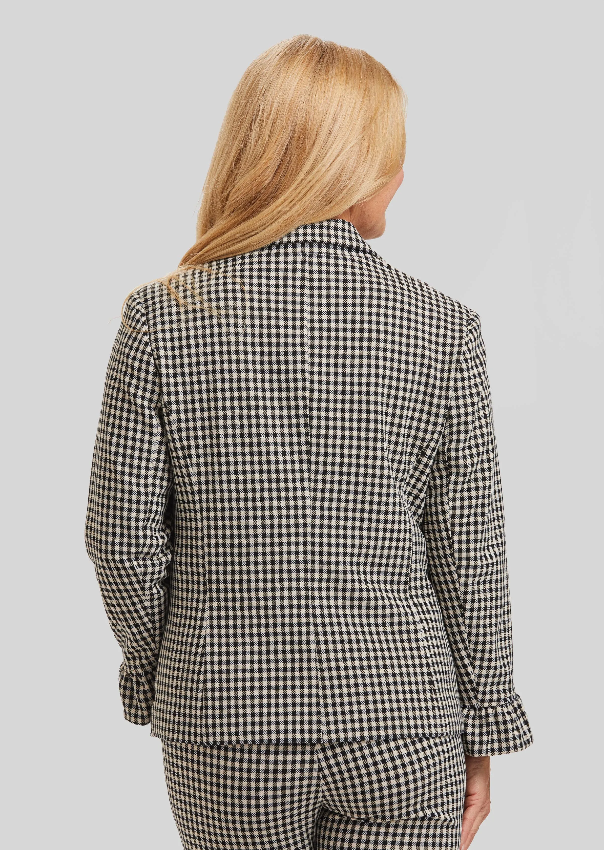 Prague Check Gia Blazer Ruffle Sleeve- Final Sale