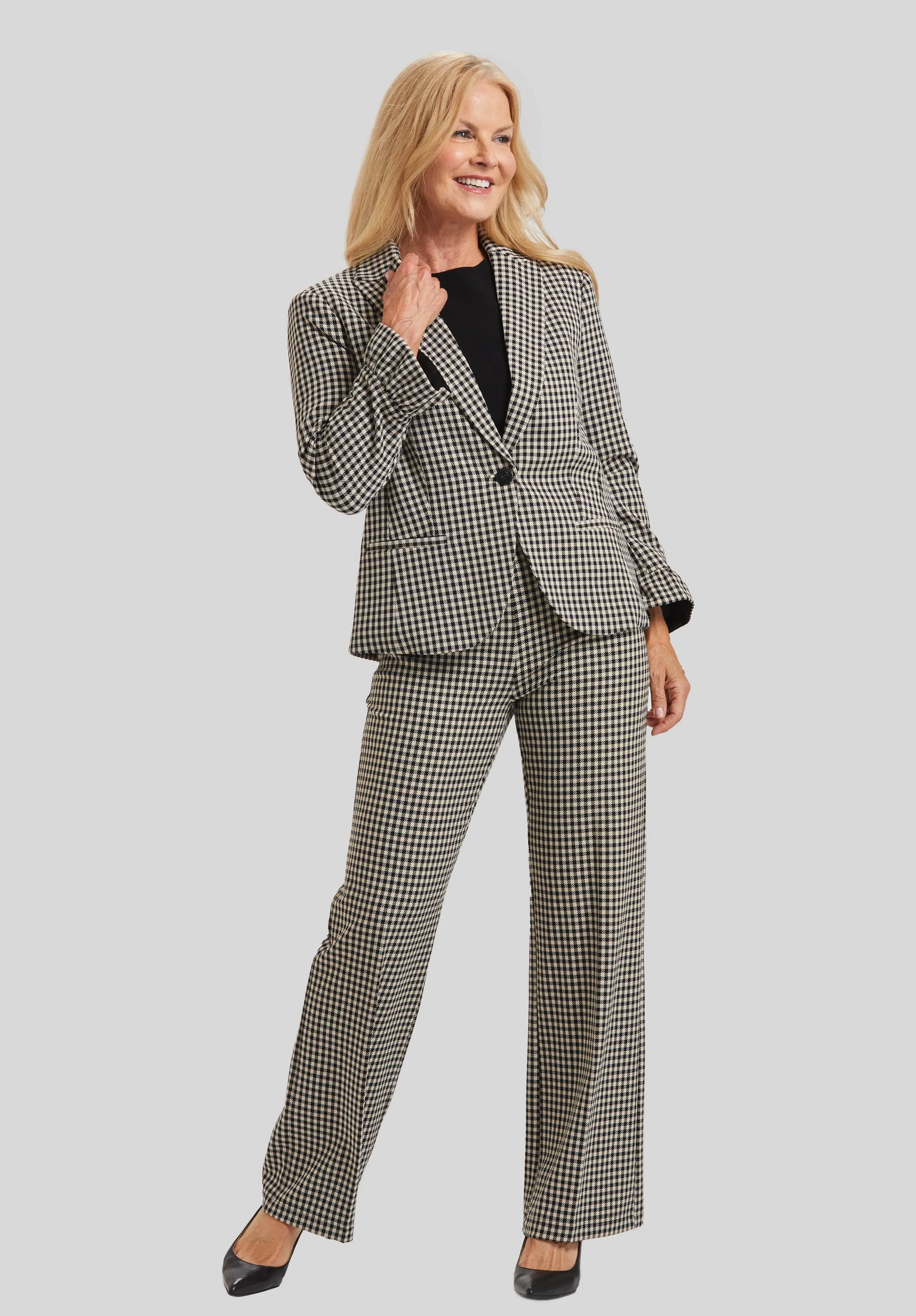 Prague Check Gia Blazer Ruffle Sleeve- Final Sale