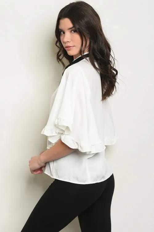 PRE-ORDER || Ruffle Tie Neck Blouse
