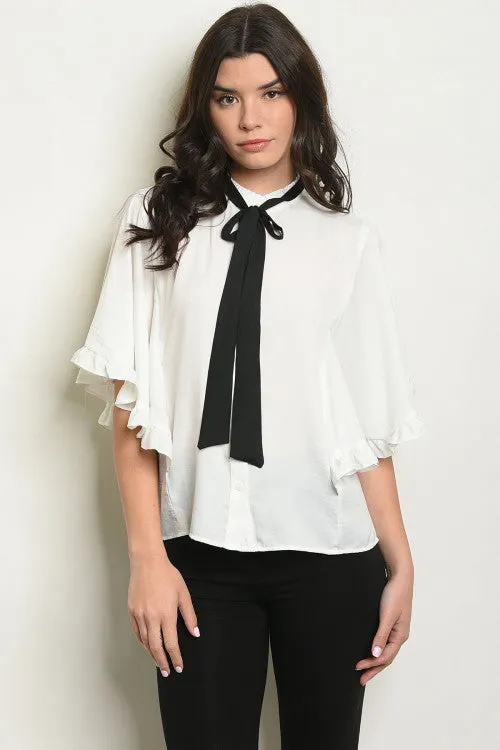 PRE-ORDER || Ruffle Tie Neck Blouse