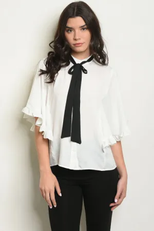 PRE-ORDER || Ruffle Tie Neck Blouse