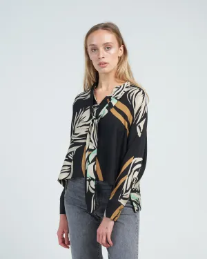 print blouse - black