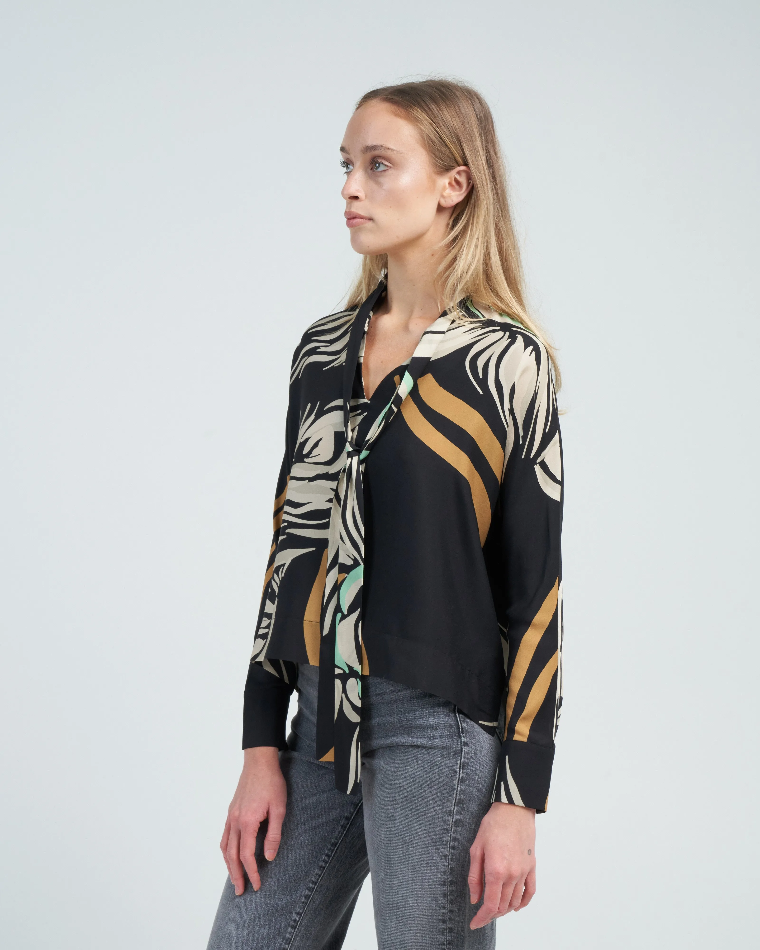 print blouse - black