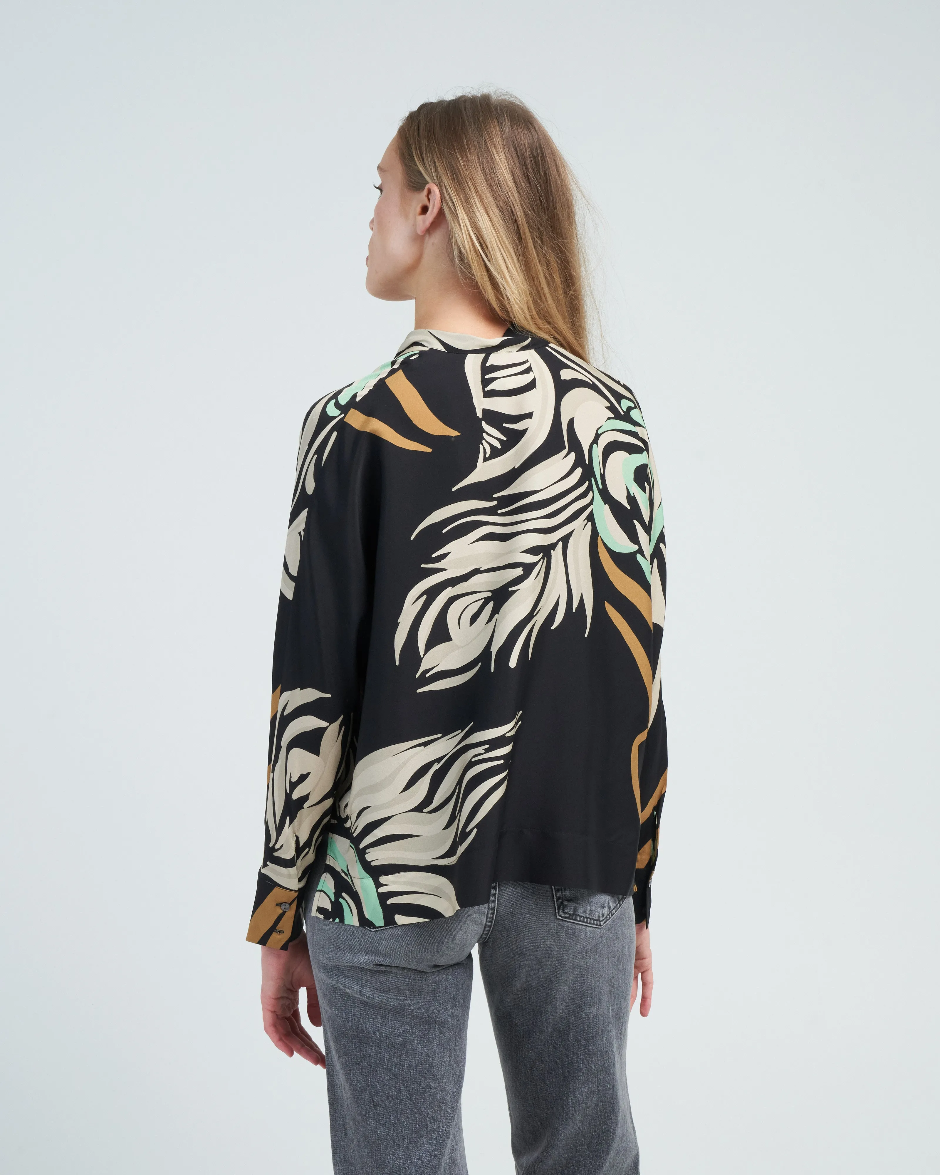print blouse - black