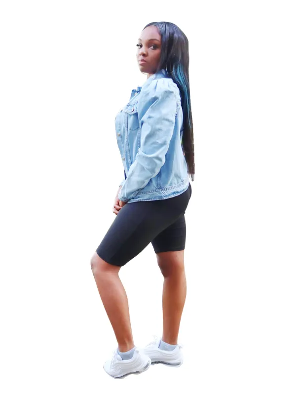 Puff point-Distressed puff sleeve jacket