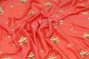 Pure Georgette saree with blouse,zardhosi work,fancy saree,tie dye saree,two color saree,flowy saree,lyte weight saree,cocktail saree
