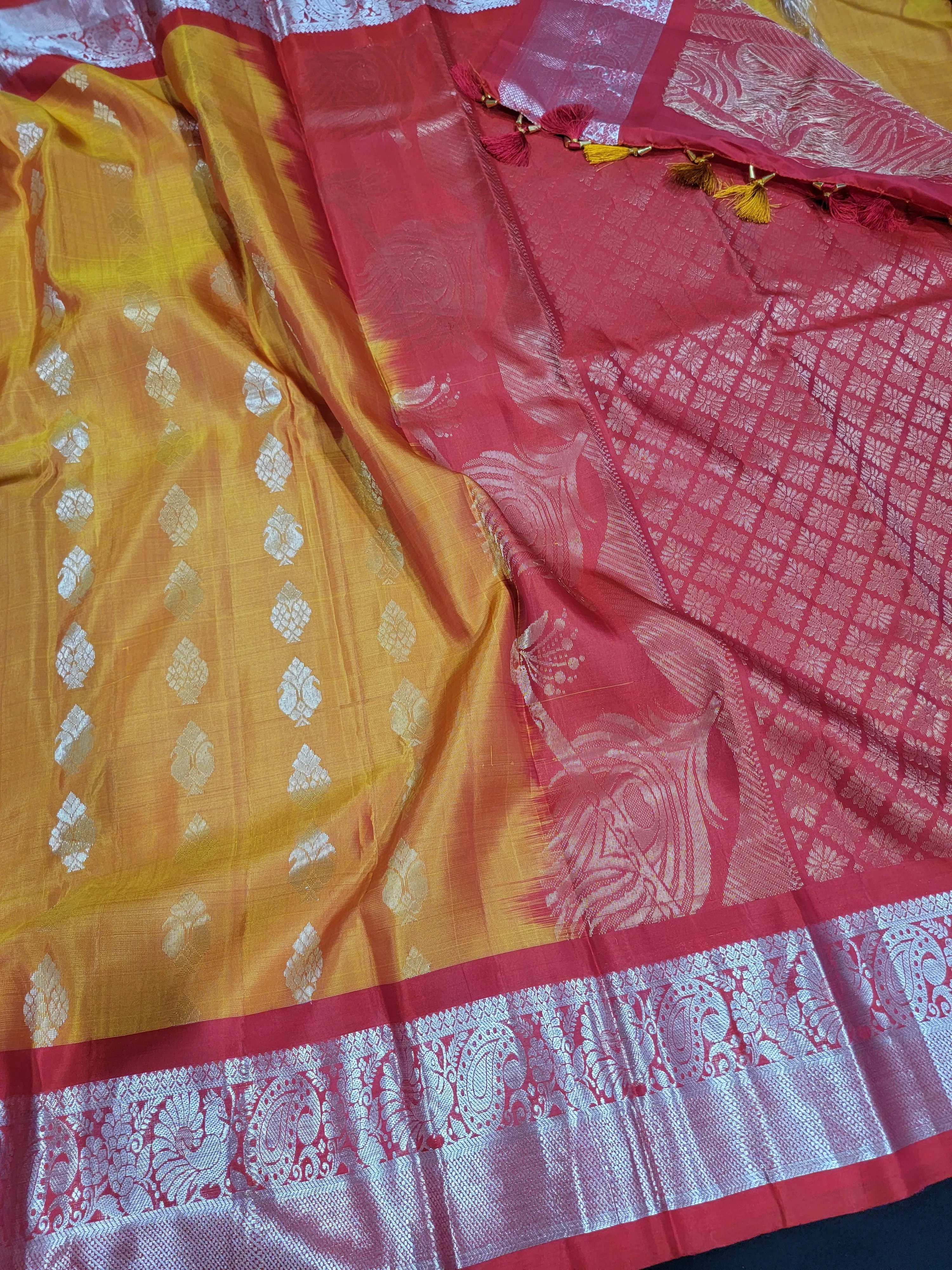 Pure Kanchi Pattu Silk Saree w/ Work Blouse