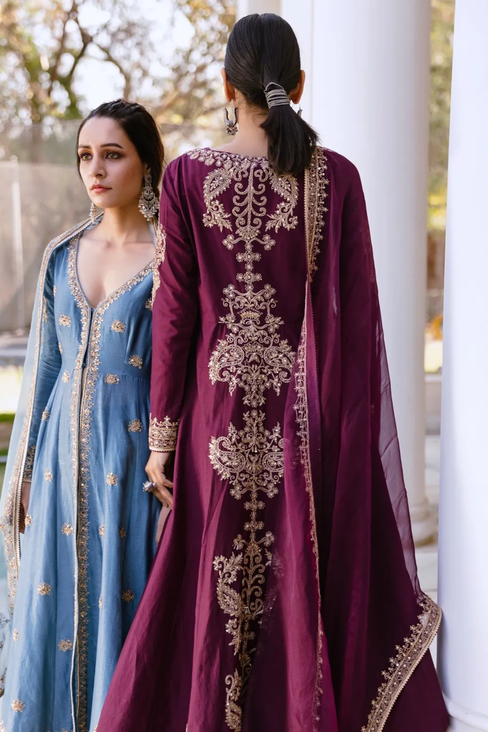 Purple Chanderi Jacket Suit