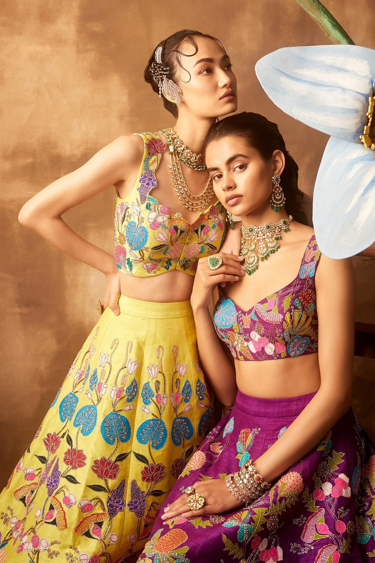 Purple Pastiche Raw Silk Appliquéd And Embellished Lehenga With Blouse And Cutwork Dupatta