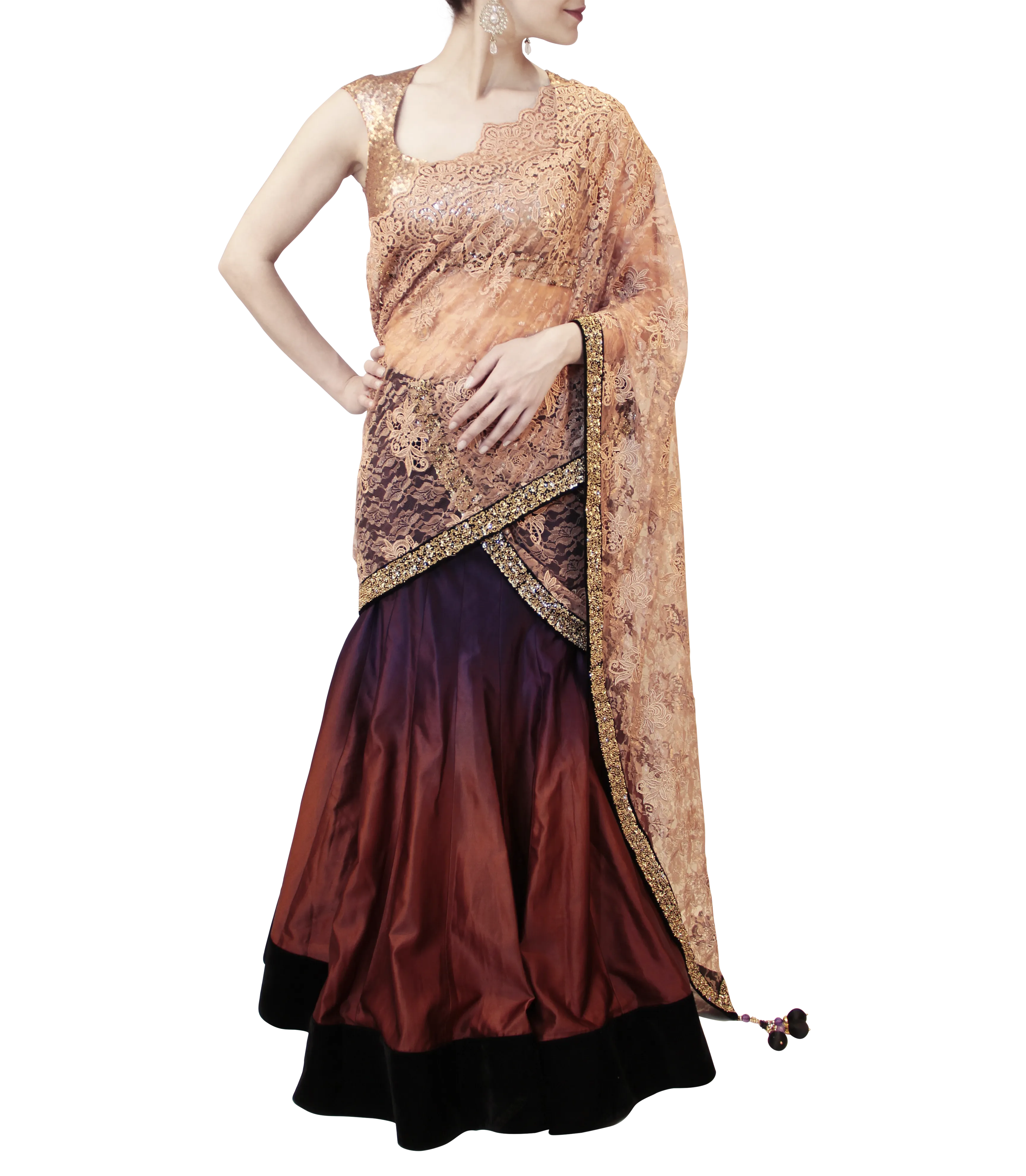 PURPLE SHADED LEHENGA SAREE