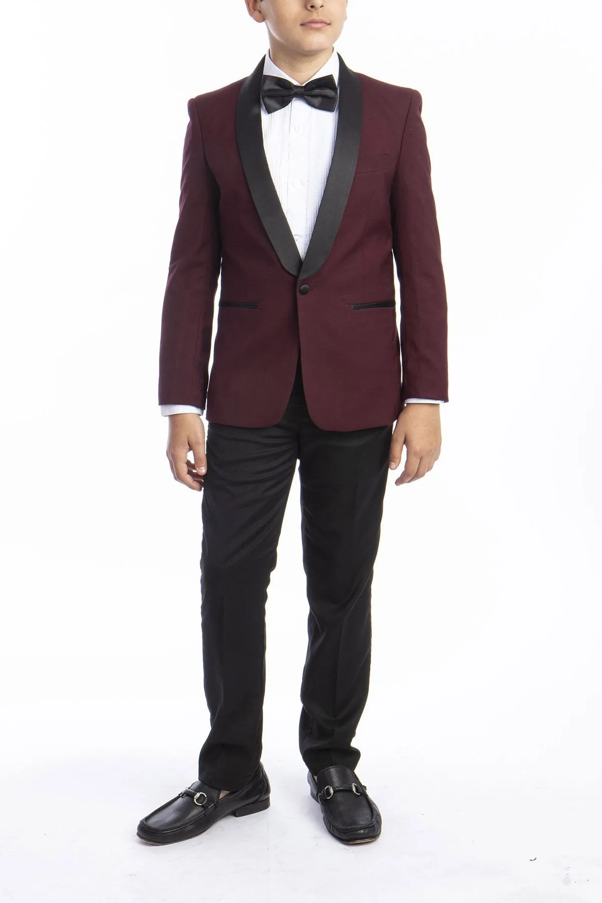 "Trent" Perry Ellis Kids Burgundy 5-Piece Tuxedo