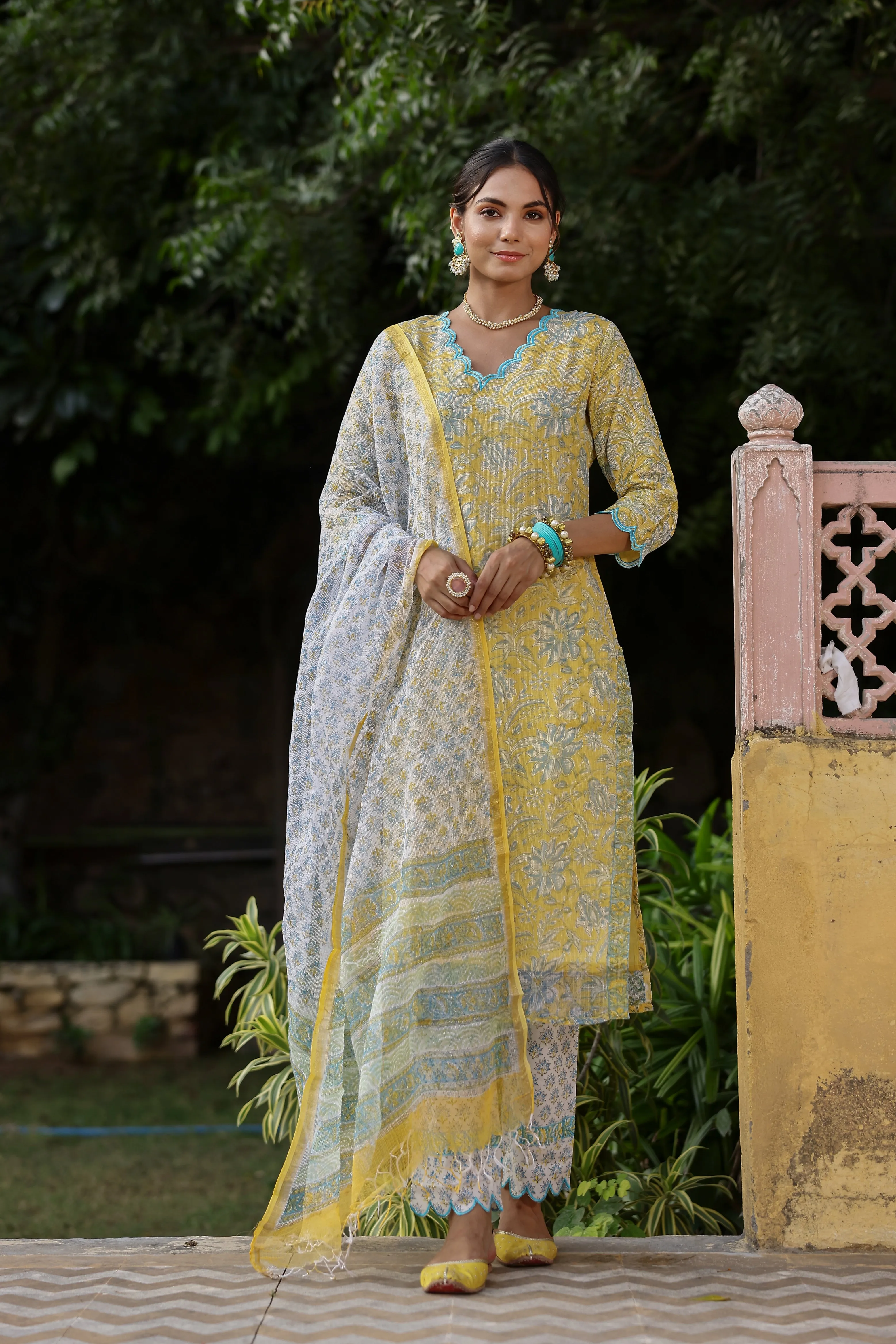"Zuri" Kota Doriya Suit Set with dupatta(3pc) - XXL