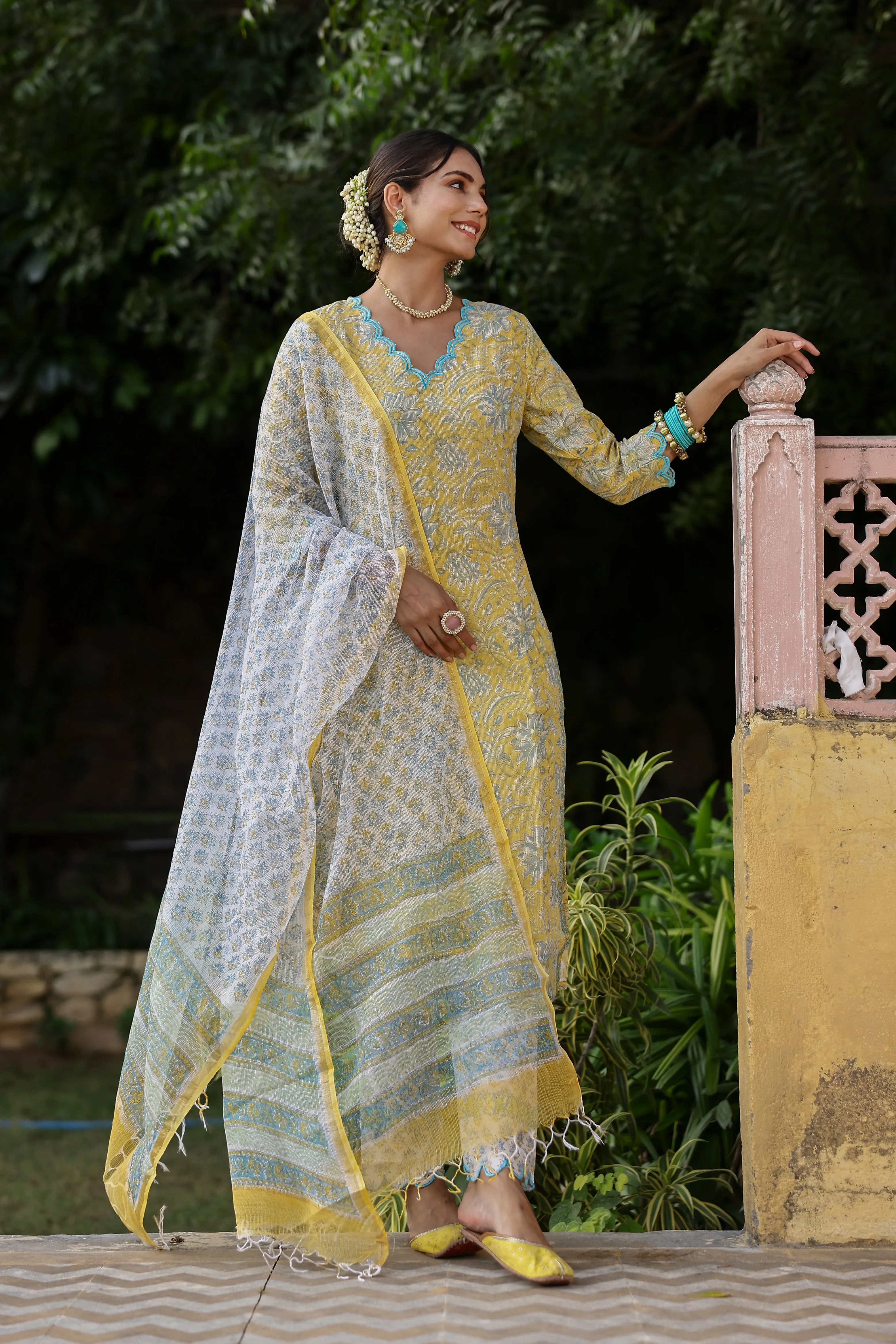 "Zuri" Kota Doriya Suit Set with dupatta(3pc) - XXL