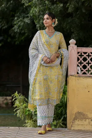 "Zuri" Kota Doriya Suit Set with dupatta(3pc) - XXL