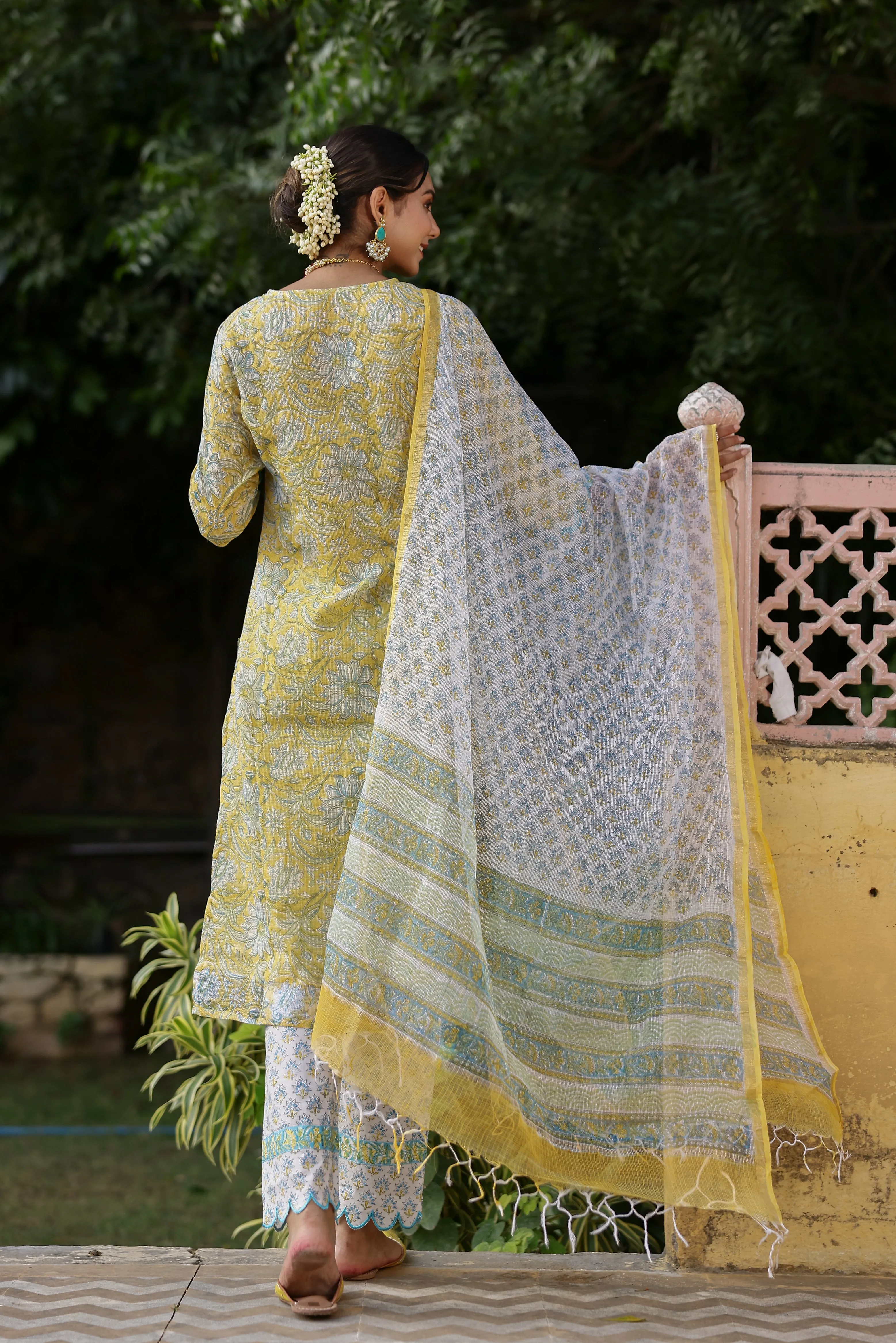 "Zuri" Kota Doriya Suit Set with dupatta(3pc) - XXL