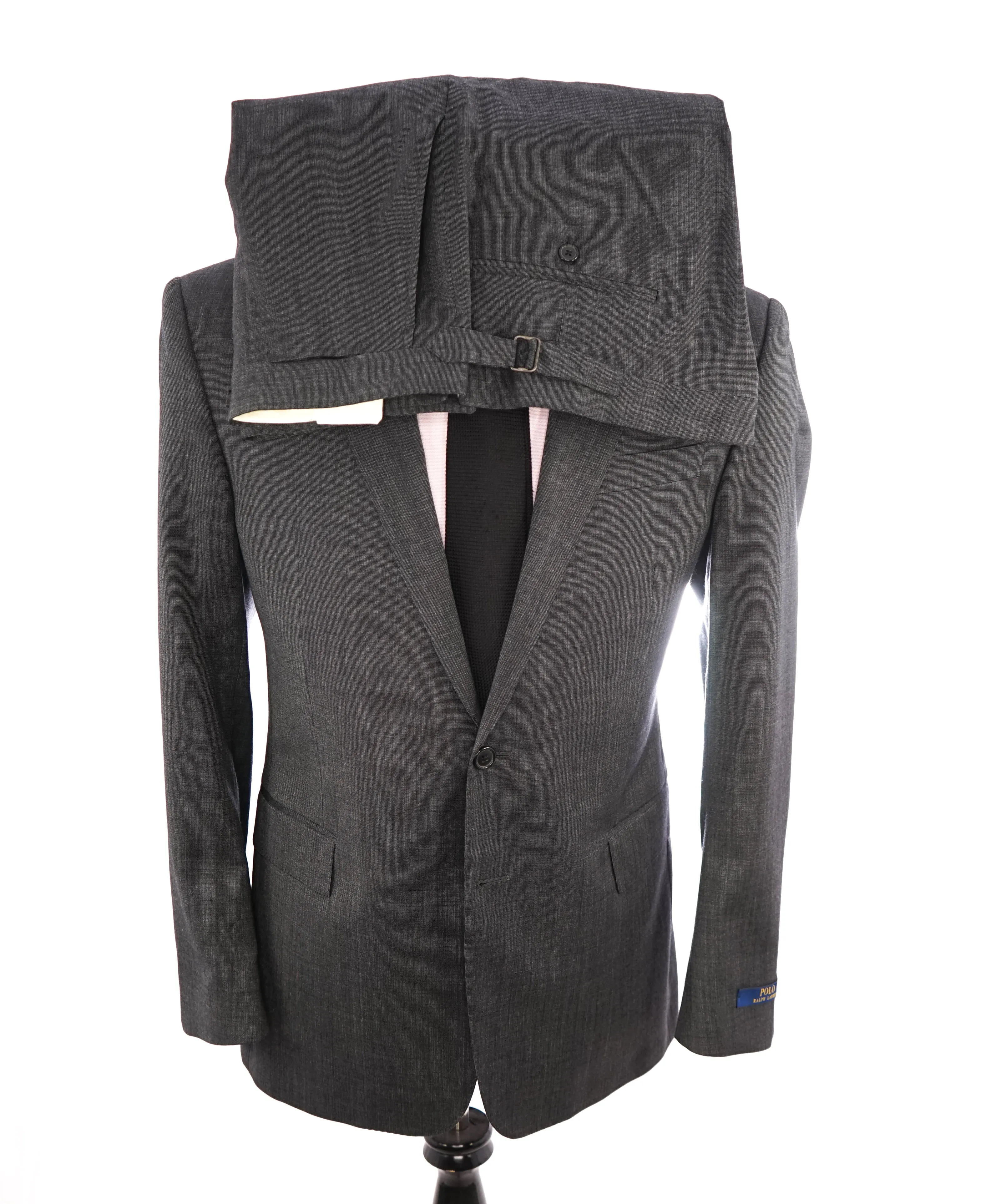 RALPH LAUREN BLUE LABEL "POLO" - Gray Wool Suit W Side Tabs - 42R 38W
