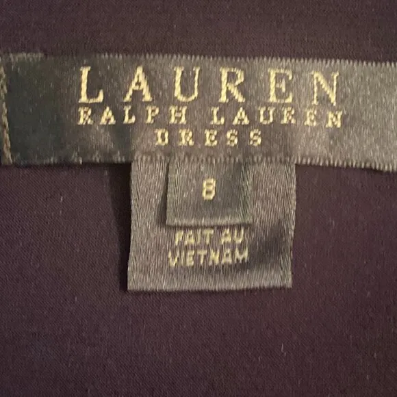 Ralph Lauren Eggplant Purple Sheath Dress with Slight Shoulder Pads Size 8 EUC