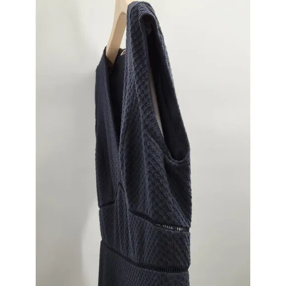 Rebecca Taylor Navy Blue Sailor Dress Size 10 Fit n Flare Waffle Texture V Neck
