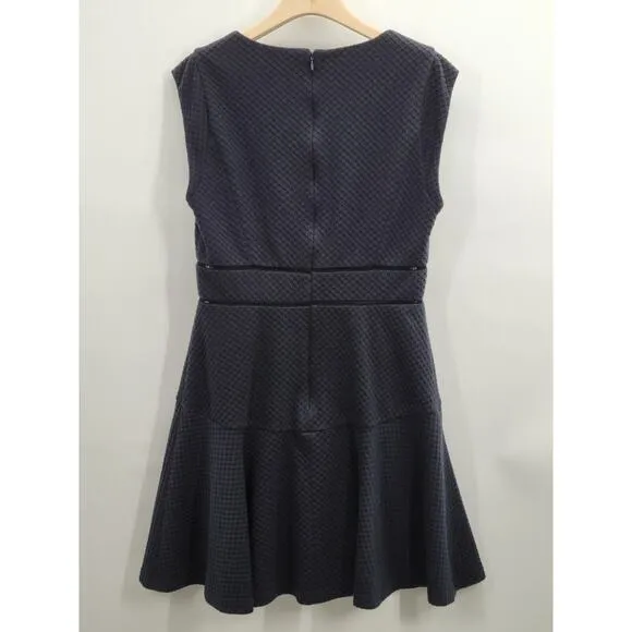Rebecca Taylor Navy Blue Sailor Dress Size 10 Fit n Flare Waffle Texture V Neck