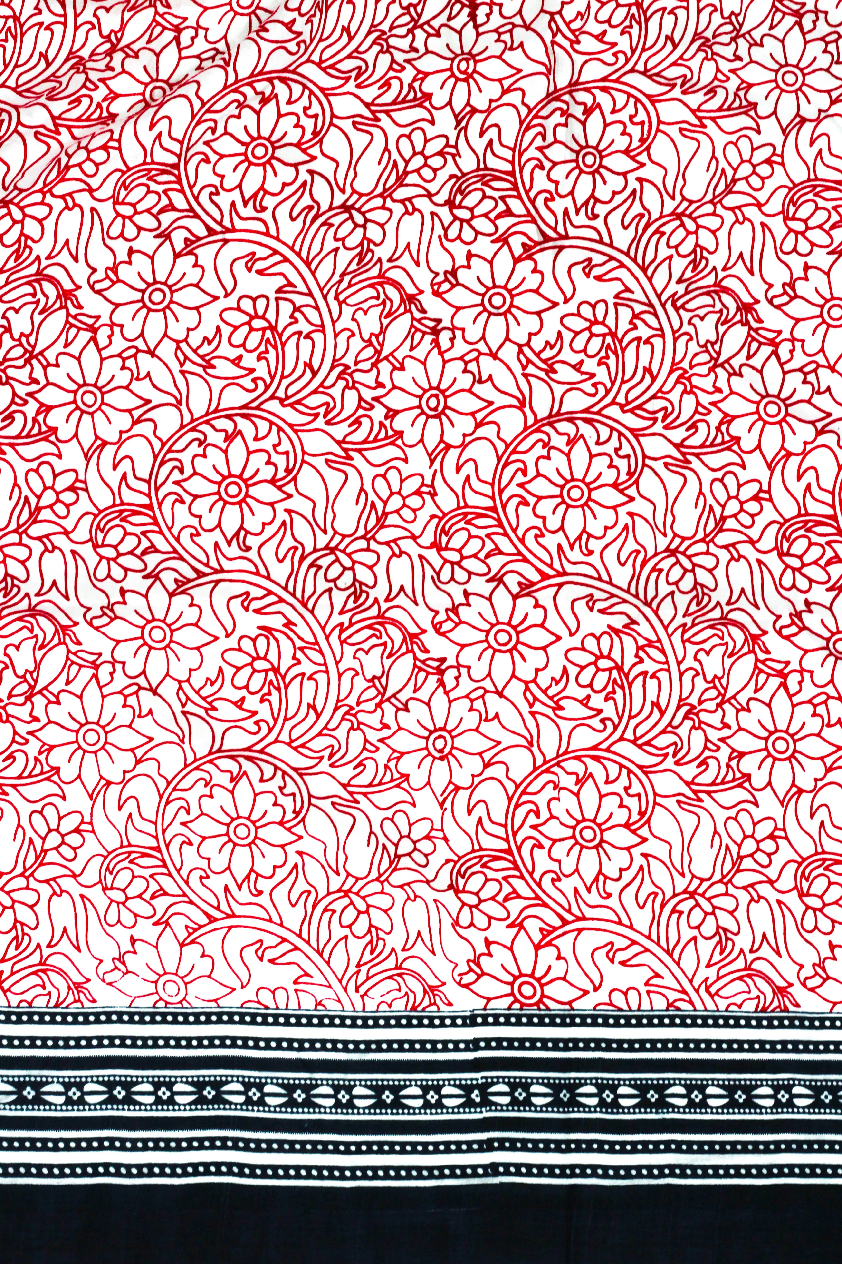 Red and Black Silk Saree