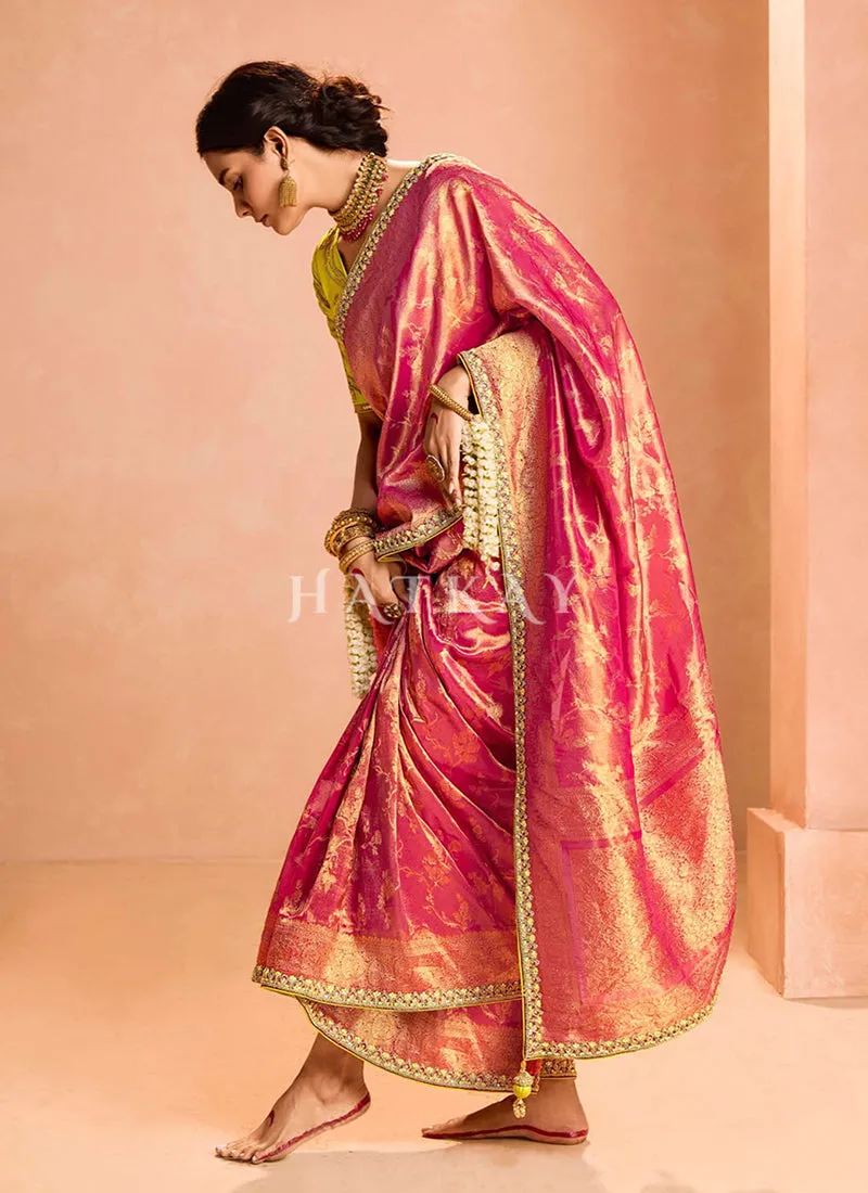 Red And Yellow Embroidery Saree