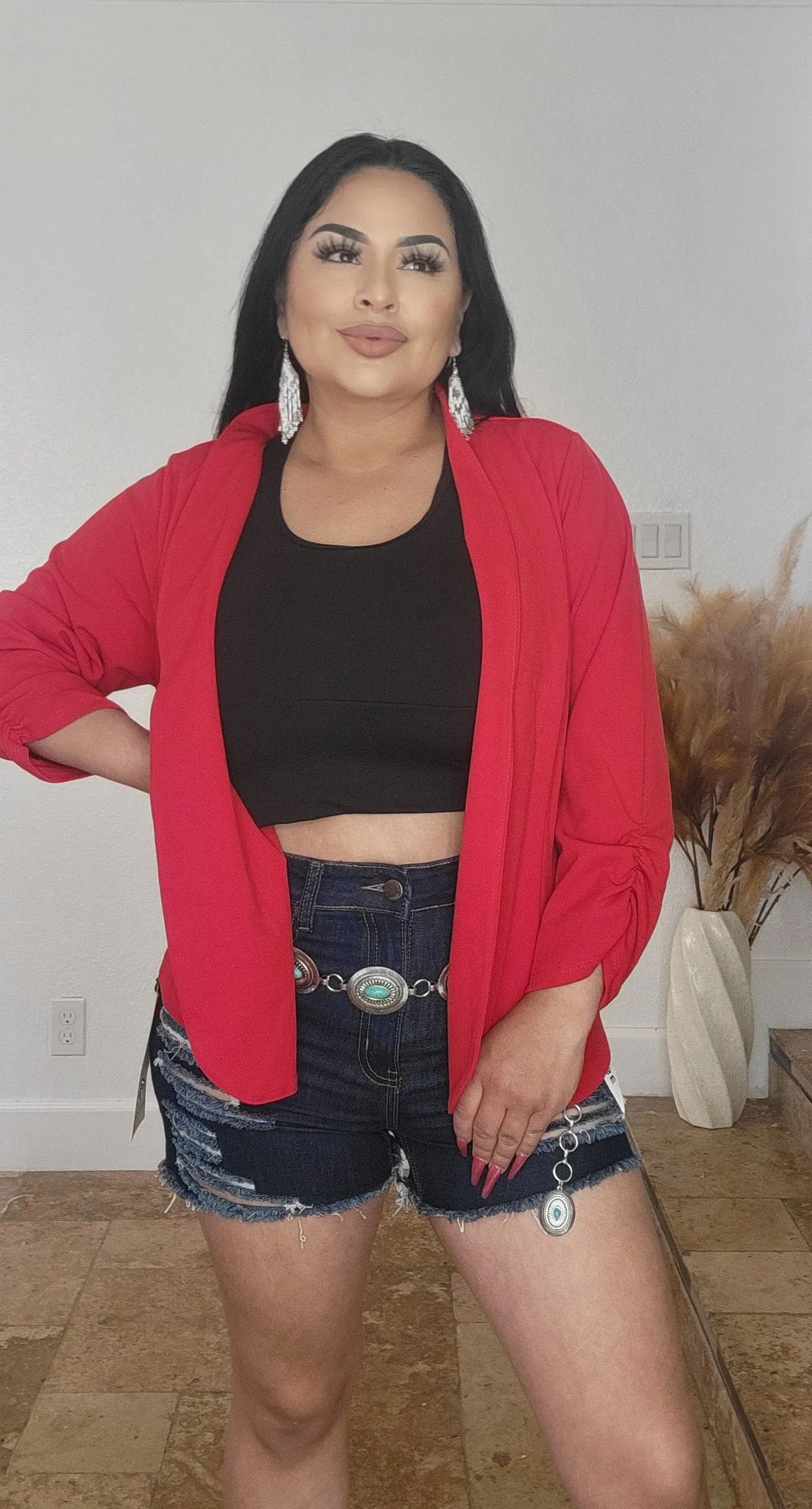 Red Plus size Blazer