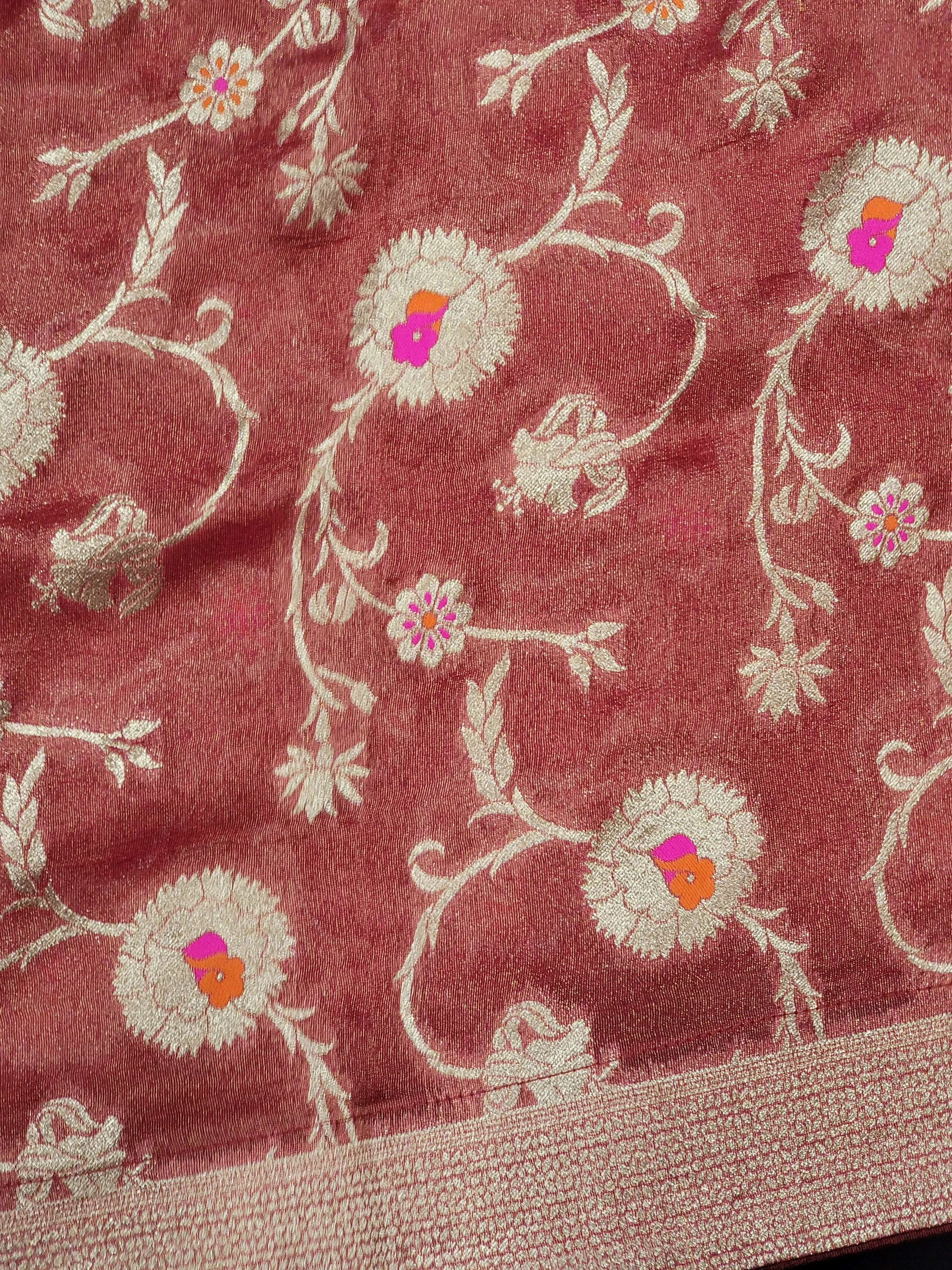 Red Tissue Moonga Silk Saree with blouse