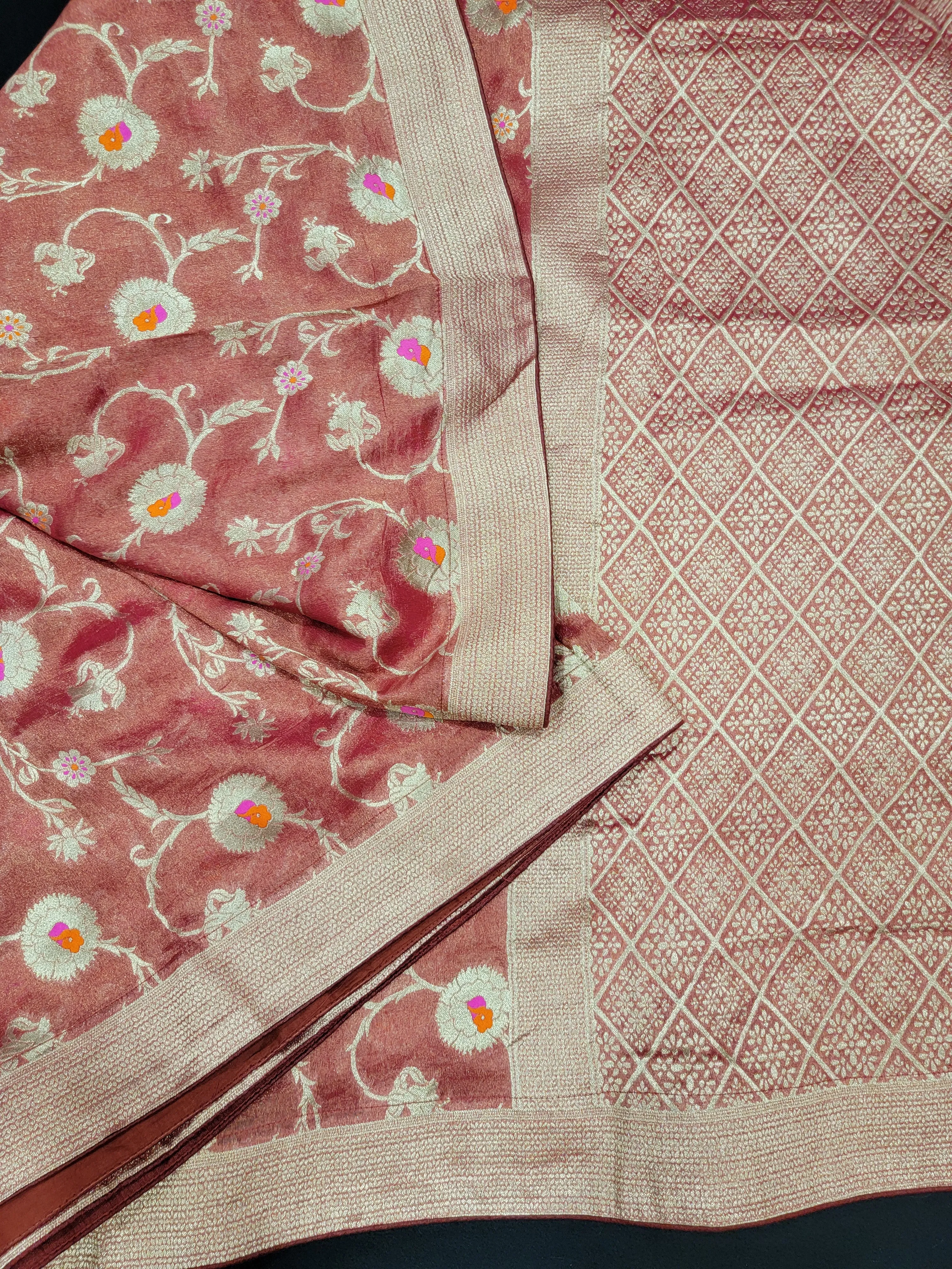 Red Tissue Moonga Silk Saree with blouse