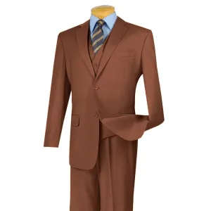 Regular Fit 3 Piece Suit 2 Button (Cognac) V2TR