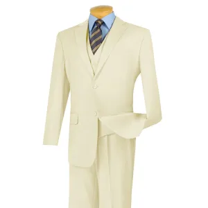 Regular Fit 3 Piece Suit 2 Button (Ivory) V2TR