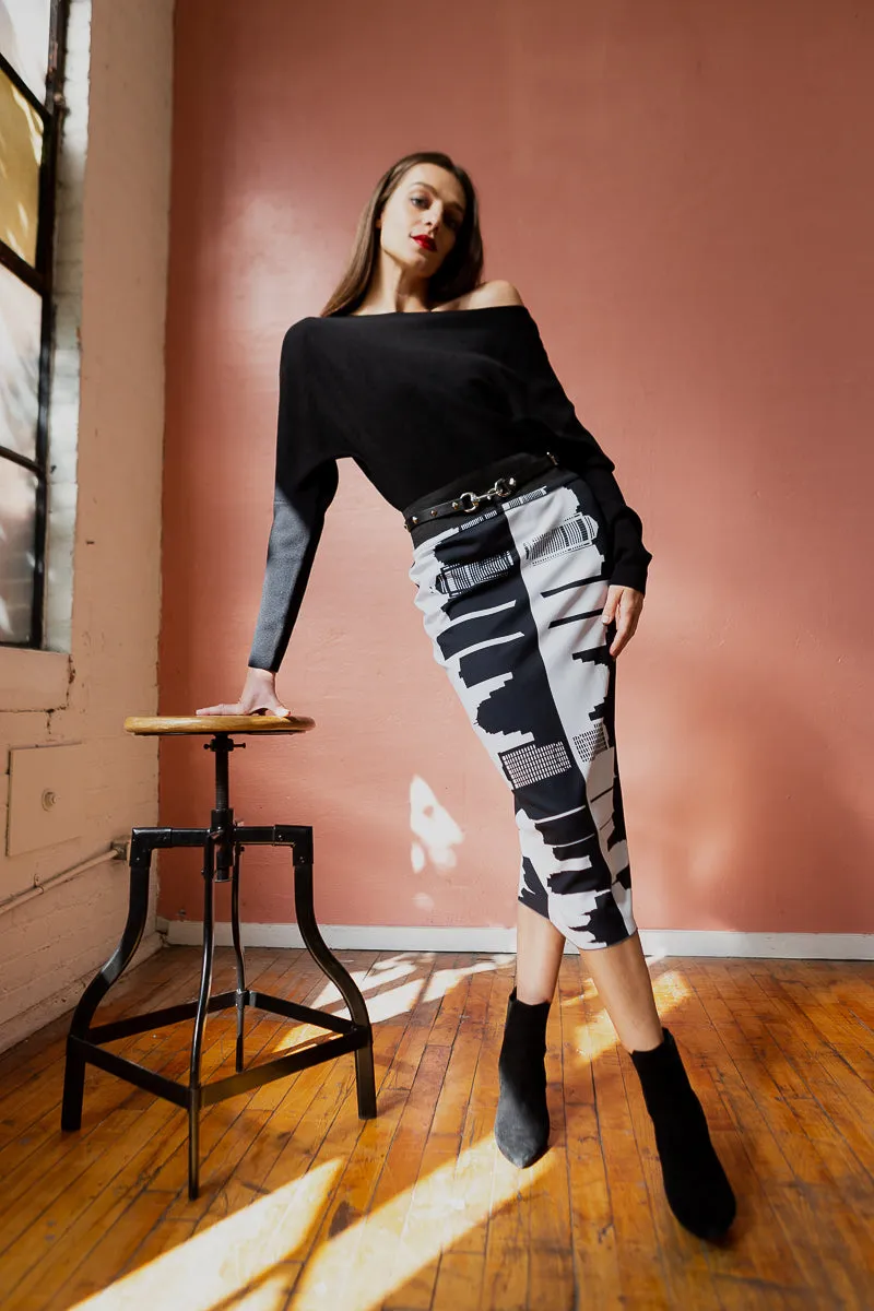 REVERSIBLE DETROIT PENCIL SKIRT