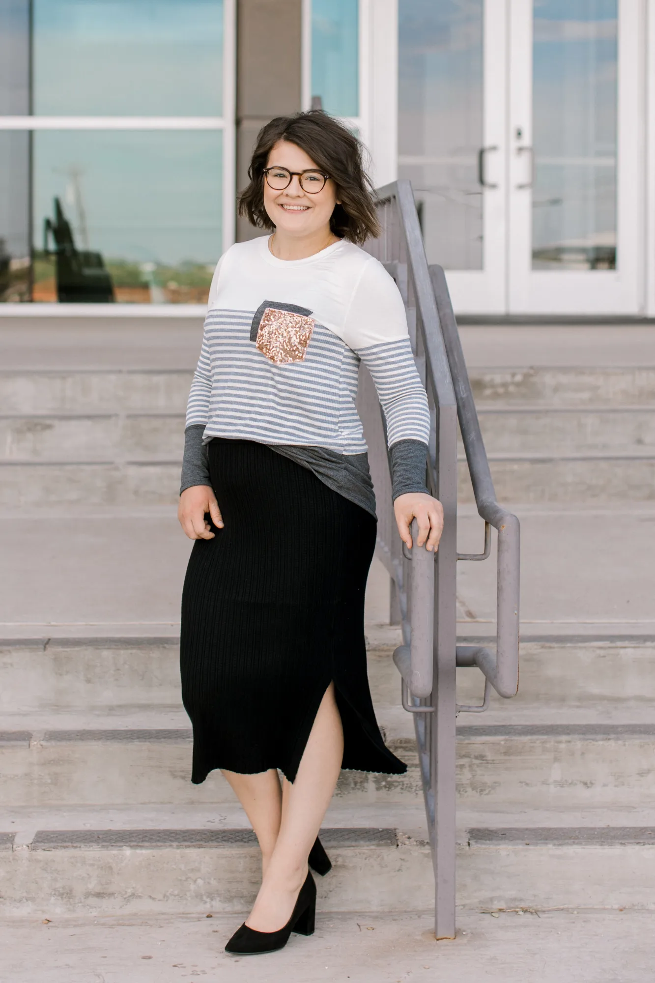 Ribbed Knit Maddie Skirt in Black-Final sale