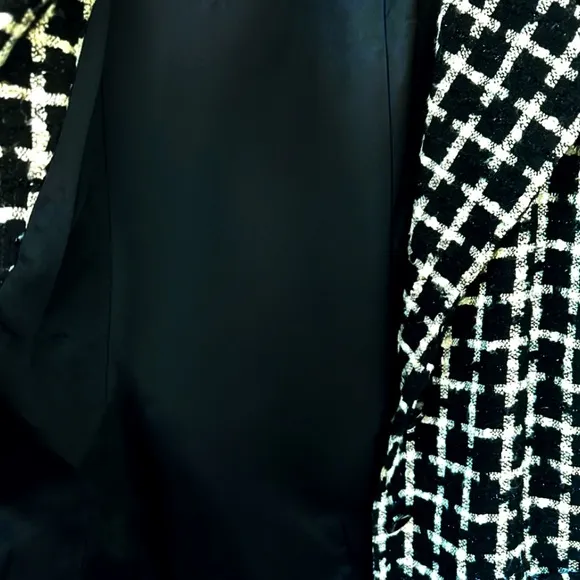 Richie Freeman for TERIJON Black White  Jacket/Blazer Metallic Fibers