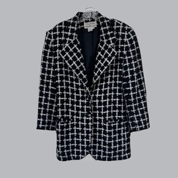 Richie Freeman for TERIJON Black White  Jacket/Blazer Metallic Fibers