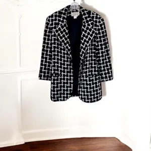 Richie Freeman for TERIJON Black White  Jacket/Blazer Metallic Fibers