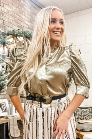Rowan Puff Sleeve Button Down Blouse