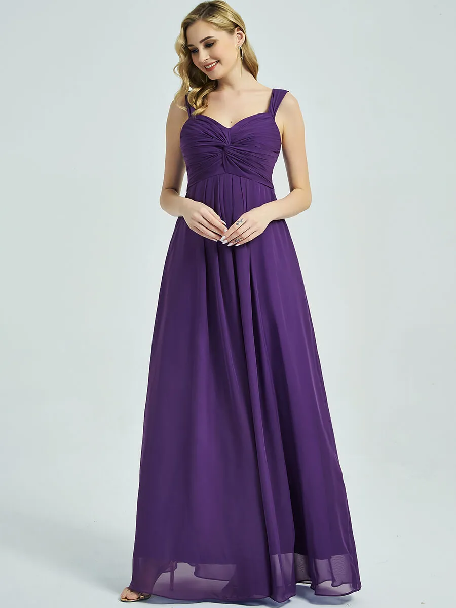 Royal Purple Sweetheart Straps A-Line Maxi Chiffon Bridesmaid Dress