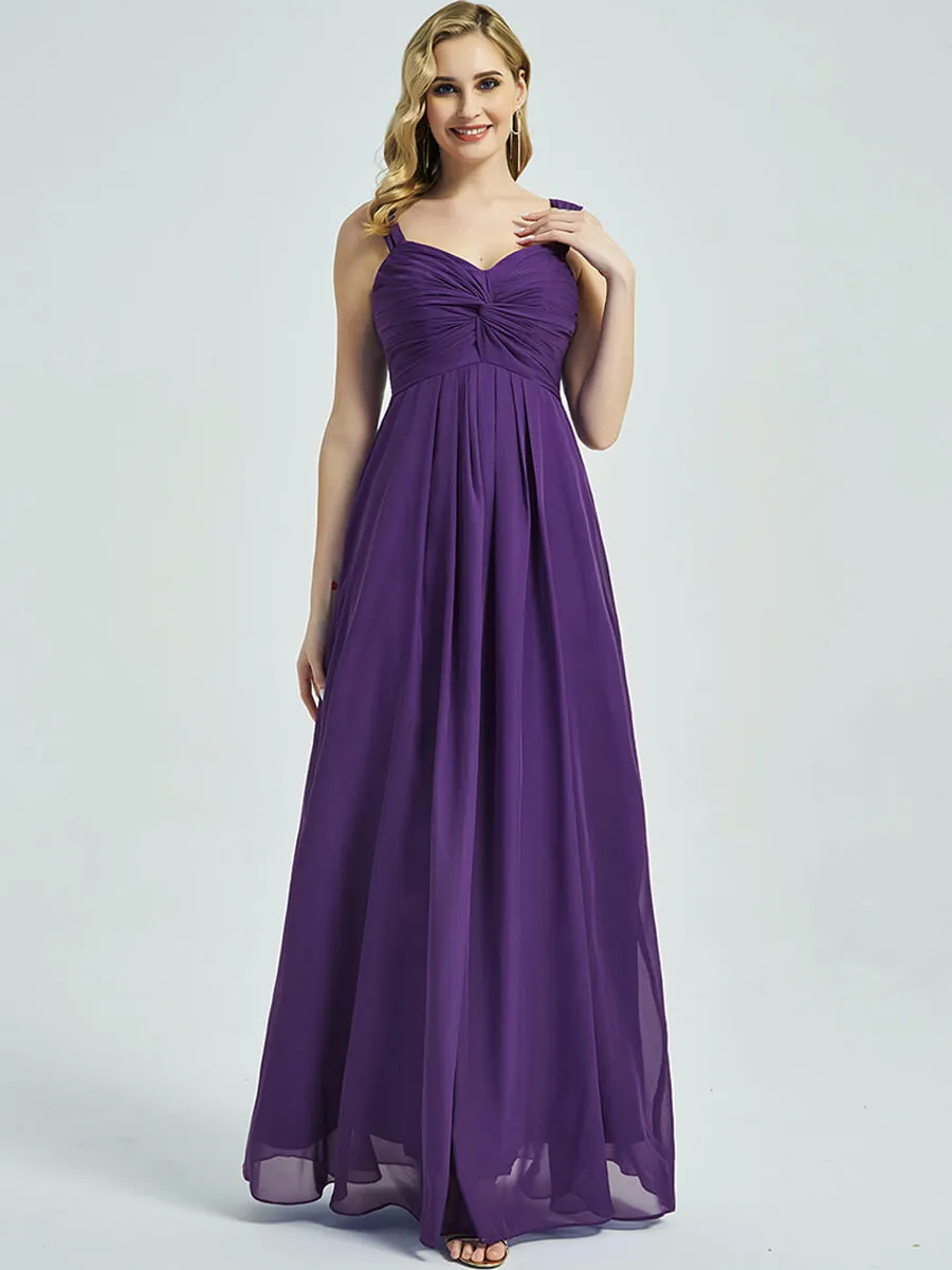 Royal Purple Sweetheart Straps A-Line Maxi Chiffon Bridesmaid Dress