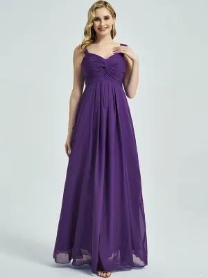 Royal Purple Sweetheart Straps A-Line Maxi Chiffon Bridesmaid Dress