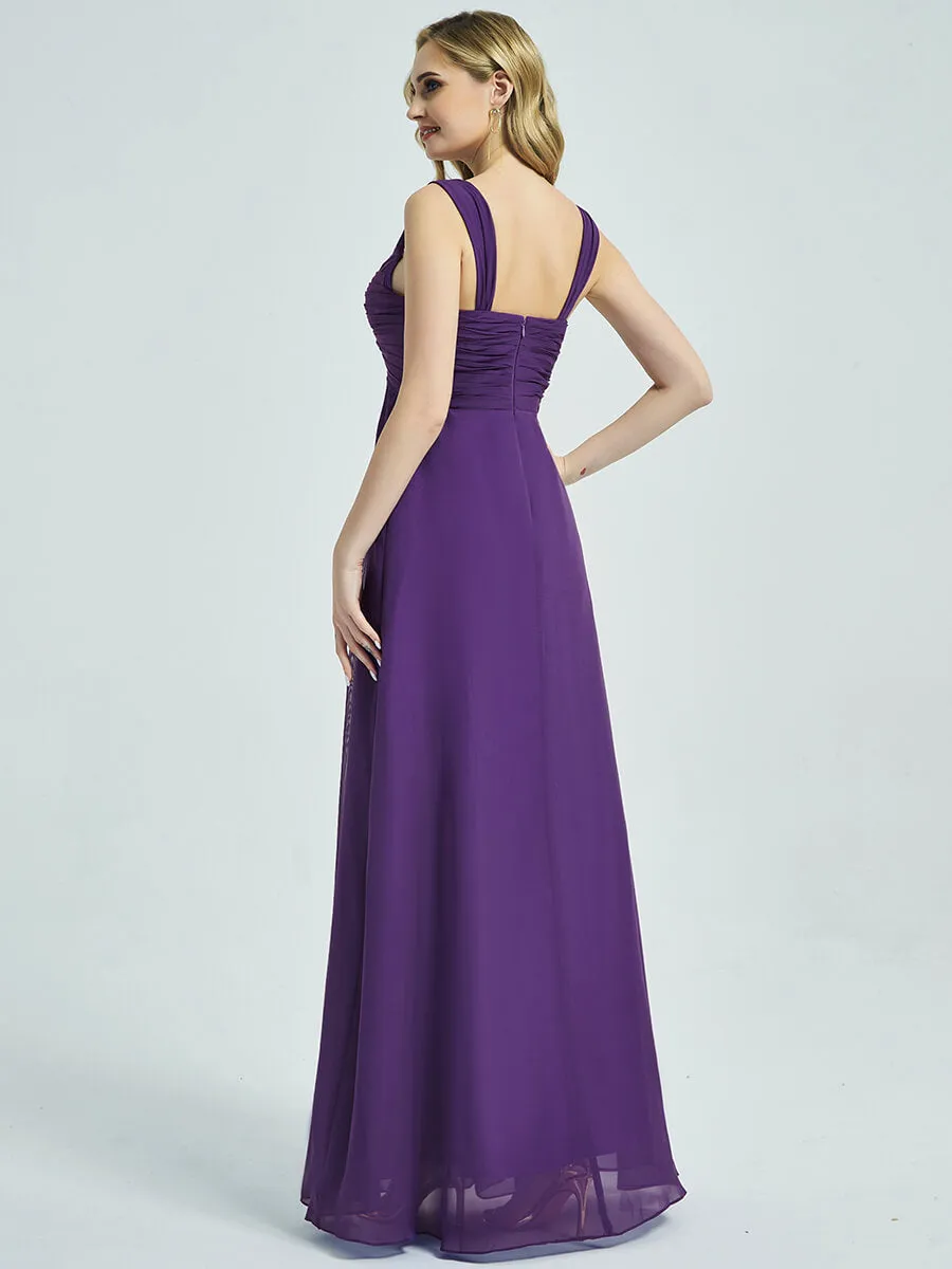 Royal Purple Sweetheart Straps A-Line Maxi Chiffon Bridesmaid Dress