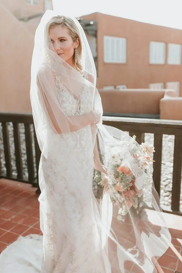 Roycebridal Sheath Beaded V-neck Backless Lace Wedding Dresses, Wedding Gowns, MW704